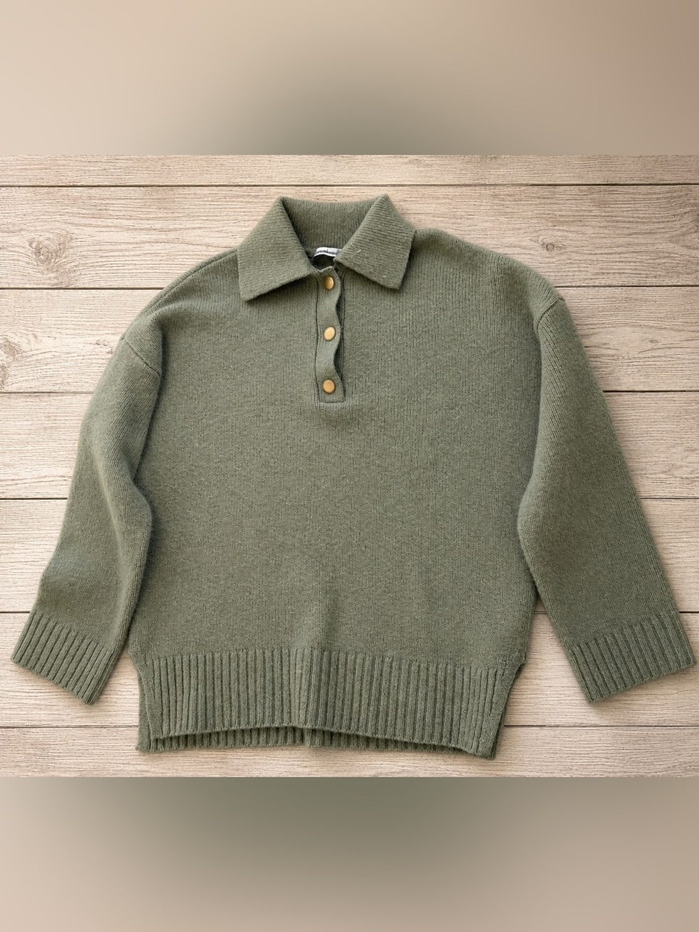 sage/matcha green knit collared polo sweater from Abercrombie & Fitch